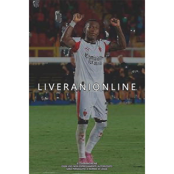 TVEM September 29, 2025 Lecce, Italy - US Lecce vs AC Milan - Italian soccer serie A 2024/25 - Via Del Mare Stadium. In the pic: Pervis Estupinan of AC Milan celebrates the victory FOTO EMMANUELE MASTRODONATO-AG ALDO LIVERANI SAS