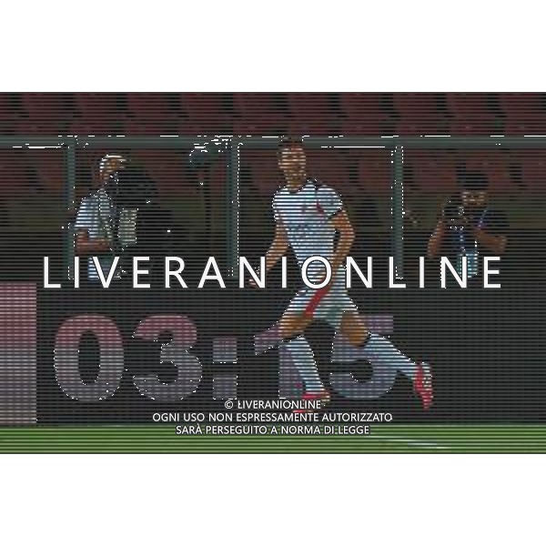 TVEM September 29, 2025 Lecce, Italy - US Lecce vs AC Milan - Italian soccer serie A 2024/25 - Via Del Mare Stadium. In the pic: Matteo Gabbia of AC Milan celebrates after scoring a goal that was after disallowed FOTO EMMANUELE MASTRODONATO-AG ALDO LIVERANI SAS