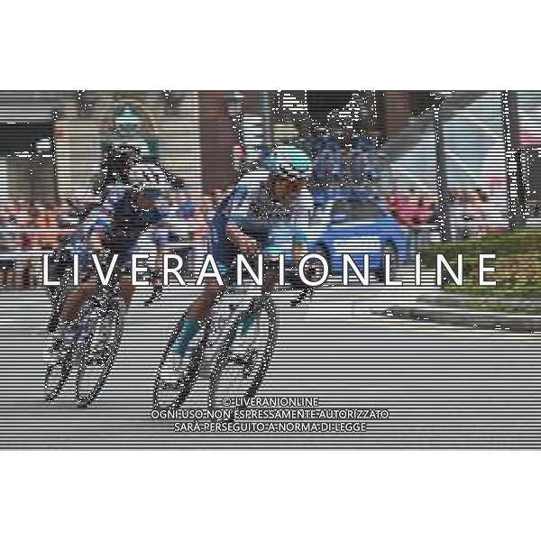 03-09-2025 Vuelta A Espana; Tappa 11 Bilbao - Bilbao; 2025, Bahrain - Victorious; 2025, Soudal - Quick Step; Buitrago Sanchez, Santiago; Landa Meana, Mikel; Bilbao; ©SIROTTI - AGENZIA ALDO LIVERANI SAS