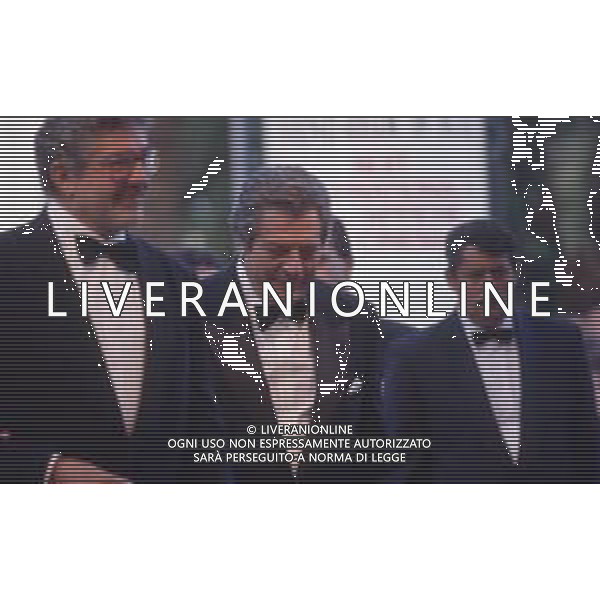 DIAP-RETROSPETTIVA MARCELLO MASTROIANNI ATTORE NELLA FOTO MARCELLO MASTROIANNI ETTORE SCOLA A CANNES NELL\'ANNO 1989 AG ALDO LIVERANI SAS