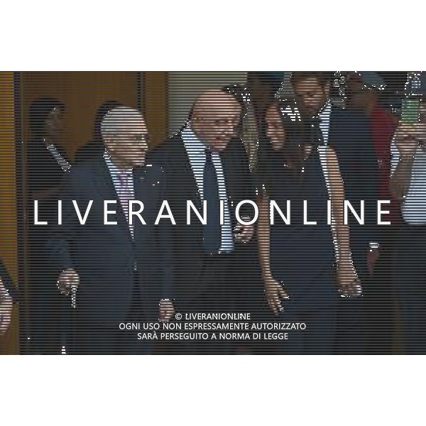 TVRG Funerale Emilio Fede nella foto da SX Marcello Dell\'Utri, Adriano Galliani e Sveva Fede Segrate (MI) 04-09-2025 Il funerale di Emilio Fede presso la chiesa della parrochia Dio Padre foto Roberto Garavaglia/Agenzia Aldo Liverani sas