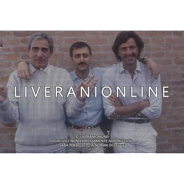 DIAP-RETROSPETTIVA WALTER CHIARI ATTORE NELLA FOTO WALTER CHIARI A VENEZIA NELL\'ANNO 1986 CON LUCA BARBARESCHI E MASSIMO MAZZUCCO AG ALDO LIVERANI SAS 