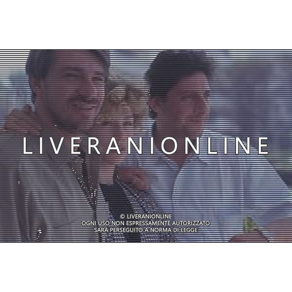 DIAP-RETROSPETTIVA RICKY TOGNAZZI ATTORE NELLA FOTO RICKY TOGNAZZI NANCY BRILLI E SERGIO CASTELLITTO NELL\'ANNO 1989 A CANNES AG ALDO LIVERANI SAS 