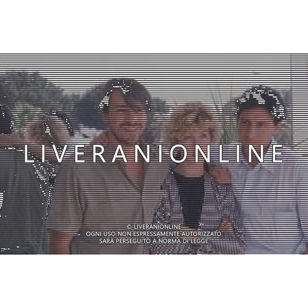 DIAP-RETROSPETTIVA RICKY TOGNAZZI ATTORE NELLA FOTO RICKY TOGNAZZI NANCY BRILLI E SERGIO CASTELLITTO NELL\'ANNO 1989 A CANNES AG ALDO LIVERANI SAS 