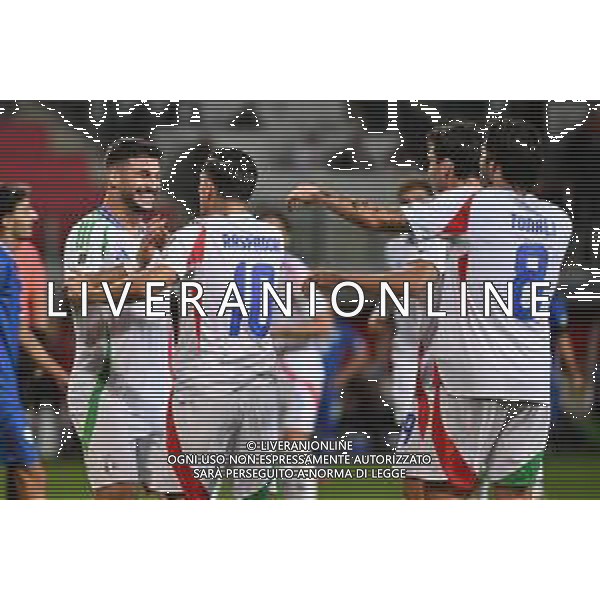 TVRG Israele vs Italia nella foto giocatori Italia esultanza dopo il gol del 4 a 2 Debrecen (HUN) 08-09-2025 Nagyerdei Stadion Israele vs Italia Qualificazioni Mondiali 2026 Gruppo I - 6a giornata foto Roberto Garavaglia/Agenzia Aldo Liverani sas