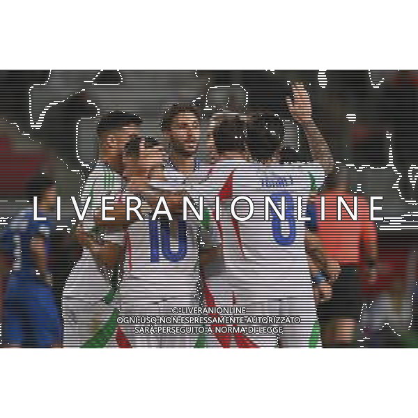 TVRG Israele vs Italia nella foto giocatori Italia esultanza dopo il gol del 4 a 2 Debrecen (HUN) 08-09-2025 Nagyerdei Stadion Israele vs Italia Qualificazioni Mondiali 2026 Gruppo I - 6a giornata foto Roberto Garavaglia/Agenzia Aldo Liverani sas