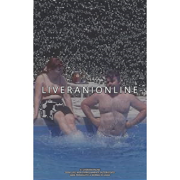DIAP-RETROSPETTIVA PATRZIO ROVERSI CONDUTTORE TELEVISIVO NELLA FOTO PATRIZIO ROVERSI CON SYUSY BLADY NELL\'ANNO 1989 AG ALDO LIVERANI SAS 