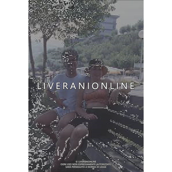 DIAP-RETROSPETTIVA PATRZIO ROVERSI CONDUTTORE TELEVISIVO NELLA FOTO PATRIZIO ROVERSI CON SYUSY BLADY NELL\'ANNO 1989 AG ALDO LIVERANI SAS 