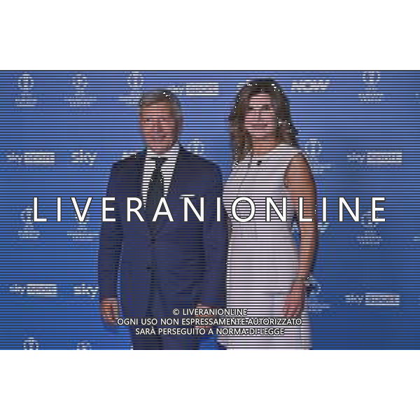 TVRG Photocall Sky Sport nella foto Ezio Simonelli presidente Lega Serie A con la moglie Silvia Milano 10-09-2025 Photocall in occasione dell\'evento Le Coppe Europee su Sky Sport foto Roberto Garavaglia/Agenzia Aldo Liverani sas