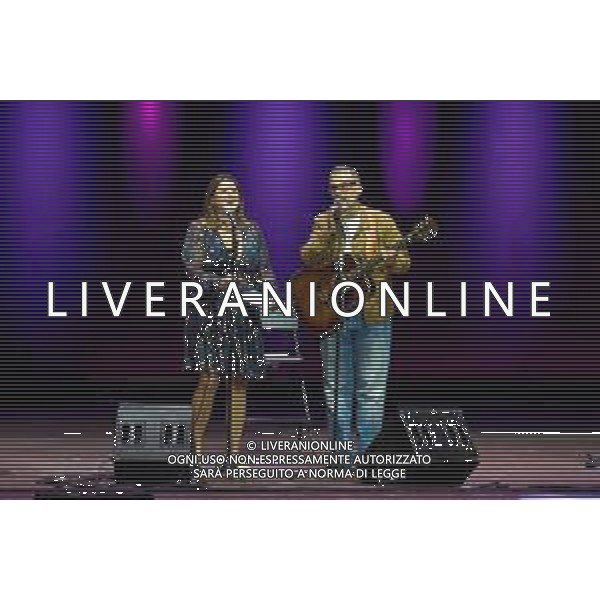 Roma 10 Settembre 2025 Michela Giroud in ‘Mi hanno gettata in mezzo ai lupi e non ne sono uscita capobranco’ Live alla Cavea dell\'Auditorium Parco della Musica di Roma. Nella foto: Michela Giraud, Dario Brunori Foto Credit: Andrea Bracaglia- AGENZIA ALDO LIVERANI SAS