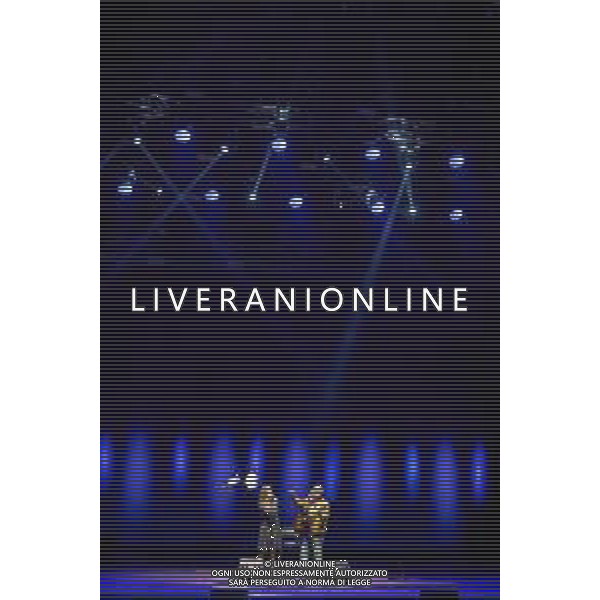 Roma 10 Settembre 2025 Michela Giroud in ‘Mi hanno gettata in mezzo ai lupi e non ne sono uscita capobranco’ Live alla Cavea dell\'Auditorium Parco della Musica di Roma. Nella foto: Michela Giraud, Dario Brunori Foto Credit: Andrea Bracaglia- AGENZIA ALDO LIVERANI SAS