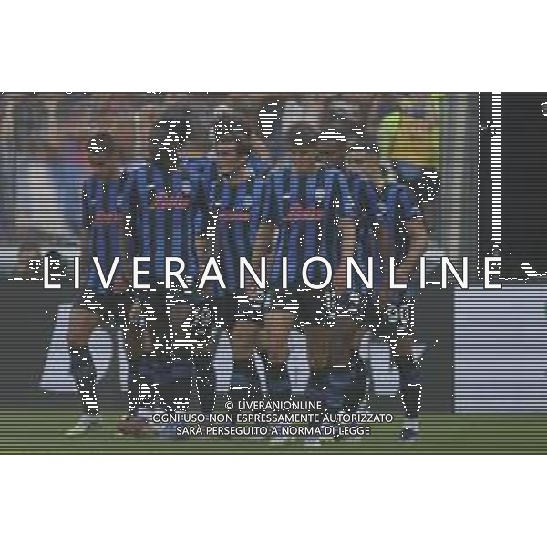 Giorgio Scalvini of Atalanta BC celebrates with team during Atalanta BC vs US Lecce, 3° Serie A Enilive 2025-26 game at New Balance stadium in Bergamo (BG), Italy, on September 14, 2025. (Photo by Davide Casentini) AG ALDO LIVERANI SAS