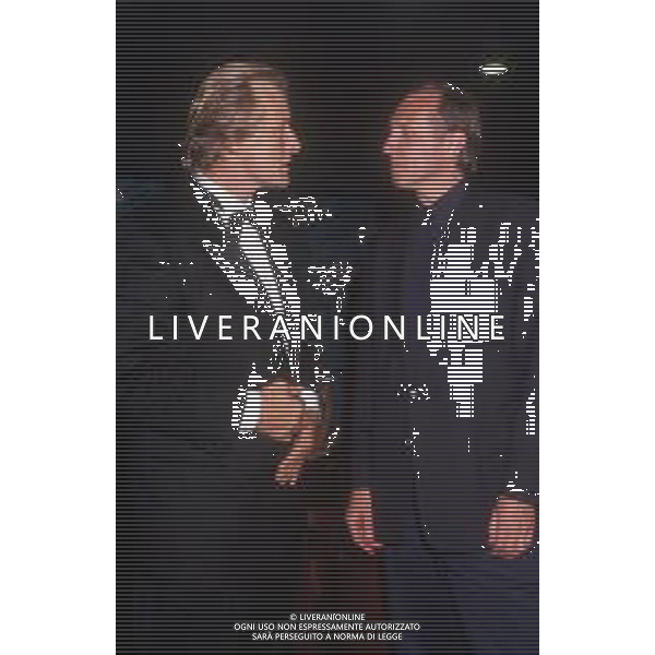 DIAP-RETROSPETTIVA RUTGER HAUER ATTORE NELLA FOTO RUTGER HAUER A CANNES NELL\'ANNO 1988 CON IL REGISTA PETER GRENAWAY AG ALDO LIVERANI SAS 