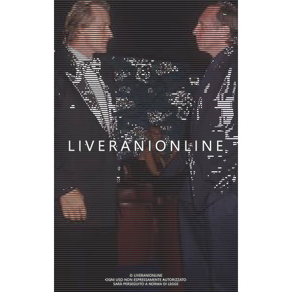 DIAP-RETROSPETTIVA RUTGER HAUER ATTORE NELLA FOTO RUTGER HAUER A CANNES NELL\'ANNO 1988 CON IL REGISTA PETER GRENAWAY AG ALDO LIVERANI SAS 