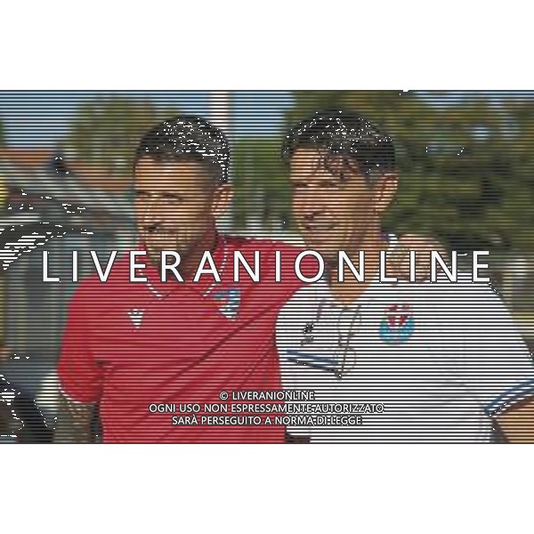 TVRCOR – Pro Patria vs Novara – 4a giornata Campionato Calcio Serie C Lega Pro Busto Arsizio (VA) 14-09-2025 Stadio Carlo Speroni nella foto saluto tra i mister, allenatore Andrea Zanchetta (Novara) e Leandro Greco (Pro Patria) ©TVRCOR Corradin Roberta - AGENZIA ALDO LIVERANI SAS
