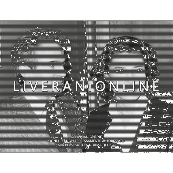 NEG-RETROSPETTIVA FANNY ARDANT ATTRICE NELLA FOTO FANNY ARDANT IN TERRAZZA MARTINI A MILANO NELL\'ANNO 1982 CON FRANCOIS TRUFFAUT AG ALDO LIVERANI SAS