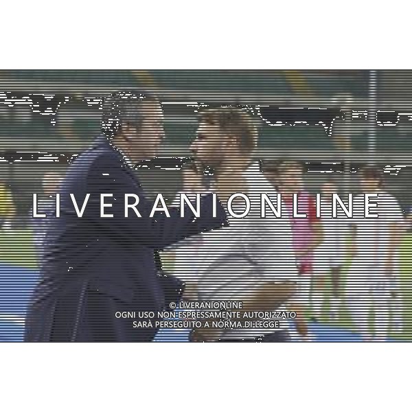 Italo Zanzi Ceo of Hellas Verona FC Paolo Zanetti Head Coach of Hellas Verona FC at the end of Hellas Verona FC vs US Cremonese, 3° Serie A Enilive 2025-26 game at Marcantonio Bentegodi stadium in Verona (VR), Italy, on September 15, 2025. (Photo by Davide Casentini)