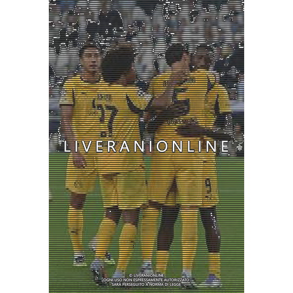 Torino 16.09.2025 Allianz Stadium © Manuela Viganti/Agenzia Aldo Liverani Juventus vs Borussia Dortmund 1a giornata Uefa Champions League 2025/2026 Nella foto: esultanza borussia dortmund dopo il gol di ramy bensebaini ©Viganti - AGENZIA ALDO LIVERANI SAS