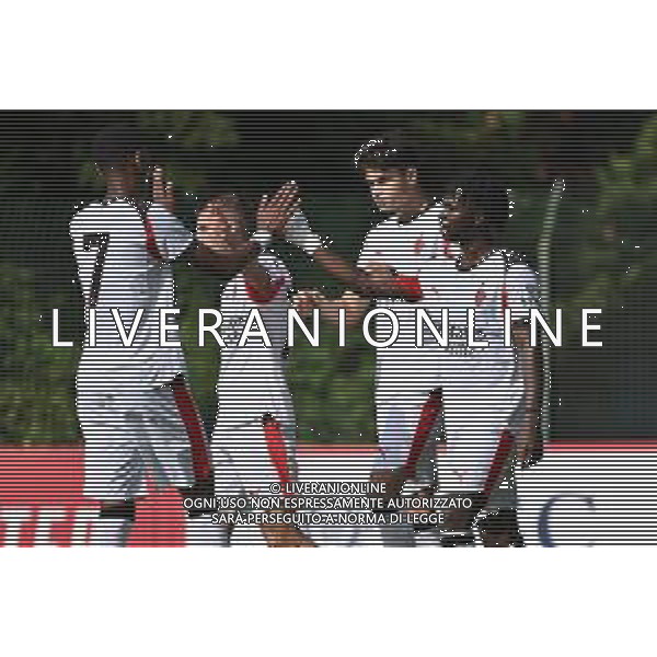 TVRG Milan Futuro vs Leon nella foto giocatori Milan Futuro esultanza dopo il gol dell\'1 a 0 Solbiate Arno (VA) 17-09-2025 Stadio Felice Chinetti Milan Futuro vs Leon Campionato Serie D girone B - recupero 1a giornata foto Roberto Garavaglia/Agenzia Aldo Liverani sas