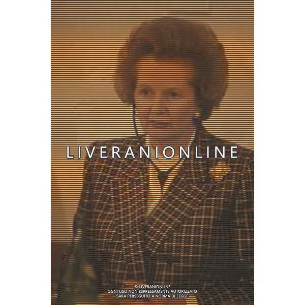 DIAP-RETROSPETTIVA MARGARET THATHCER PRIIMO MINISTRO INGLESE NELLA FOTO MARGARET THATHCER PRIIMO MINISTRO INGLESE A PALLANZA NELL\'ANNO 1988 FOTO DAVIDE MANDRINI-AG ALDO LIVERANI SAS