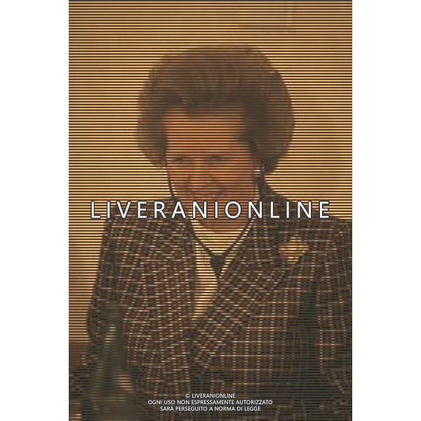 DIAP-RETROSPETTIVA MARGARET THATHCER PRIIMO MINISTRO INGLESE NELLA FOTO MARGARET THATHCER PRIIMO MINISTRO INGLESE A PALLANZA NELL\'ANNO 1988 FOTO DAVIDE MANDRINI-AG ALDO LIVERANI SAS