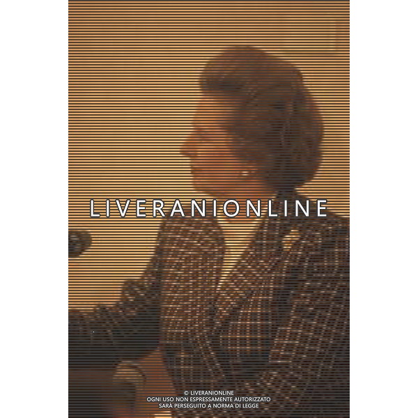 DIAP-RETROSPETTIVA MARGARET THATHCER PRIIMO MINISTRO INGLESE NELLA FOTO MARGARET THATHCER PRIIMO MINISTRO INGLESE A PALLANZA NELL\'ANNO 1988 FOTO DAVIDE MANDRINI-AG ALDO LIVERANI SAS