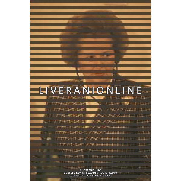 DIAP-RETROSPETTIVA MARGARET THATHCER PRIIMO MINISTRO INGLESE NELLA FOTO MARGARET THATHCER PRIIMO MINISTRO INGLESE A PALLANZA NELL\'ANNO 1988 FOTO DAVIDE MANDRINI-AG ALDO LIVERANI SAS