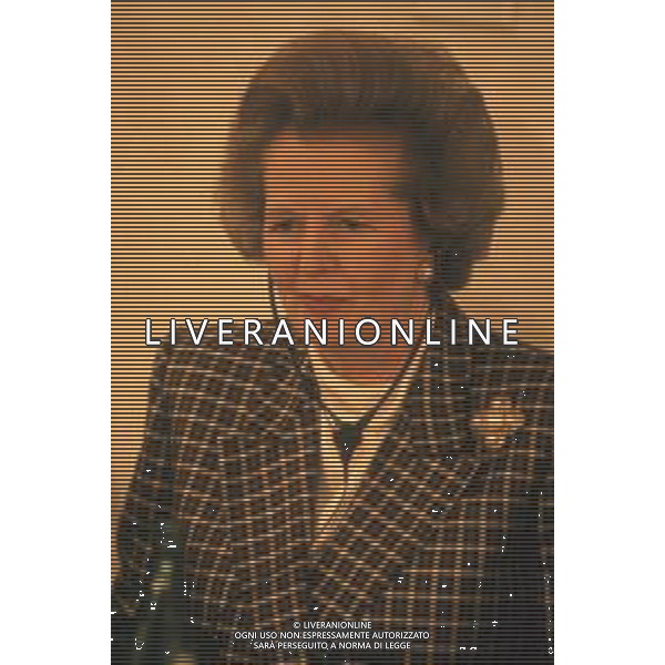 DIAP-RETROSPETTIVA MARGARET THATHCER PRIIMO MINISTRO INGLESE NELLA FOTO MARGARET THATHCER PRIIMO MINISTRO INGLESE A PALLANZA NELL\'ANNO 1988 FOTO DAVIDE MANDRINI-AG ALDO LIVERANI SAS