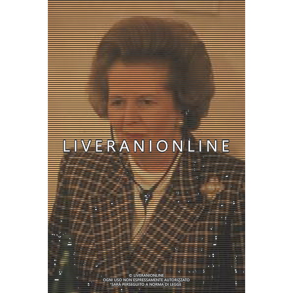DIAP-RETROSPETTIVA MARGARET THATHCER PRIIMO MINISTRO INGLESE NELLA FOTO MARGARET THATHCER PRIIMO MINISTRO INGLESE A PALLANZA NELL\'ANNO 1988 FOTO DAVIDE MANDRINI-AG ALDO LIVERANI SAS
