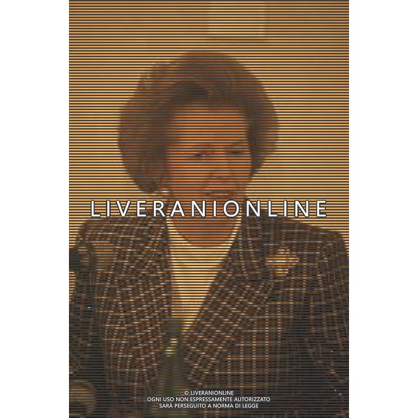DIAP-RETROSPETTIVA MARGARET THATHCER PRIIMO MINISTRO INGLESE NELLA FOTO MARGARET THATHCER PRIIMO MINISTRO INGLESE A PALLANZA NELL\'ANNO 1988 FOTO DAVIDE MANDRINI-AG ALDO LIVERANI SAS