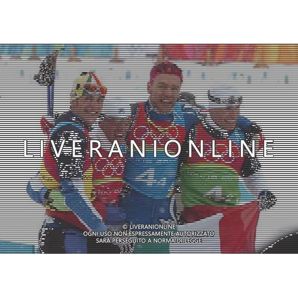 PRAGELATO (TO) 19/02/2006 XX OLIMPIADI INVERNALI STAFFETTA 4X 10 MASCHILE NELLA FOTO PILLER COTTRER PIETRO, VALBUSA FULVIO, ZORZI CRISTIAN E DI CENTA GIORGIO PH GIGI ARCAINI/AG.ALDO LIVERANI