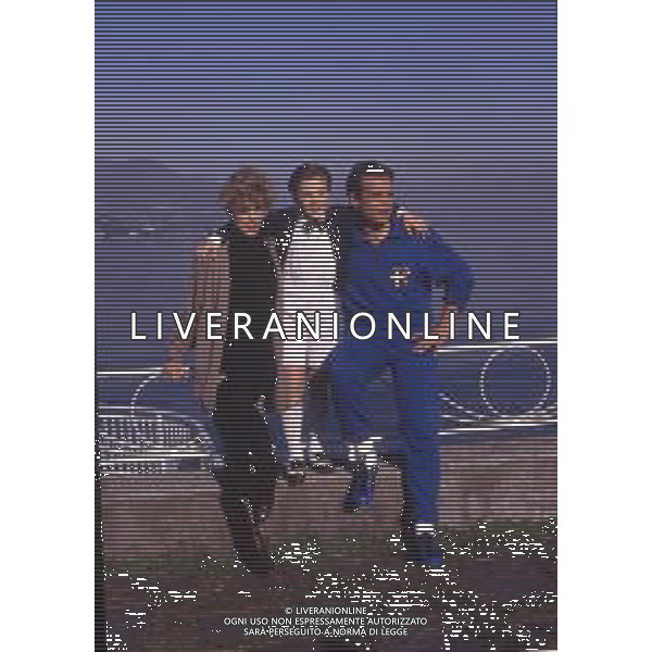 DIAP-RETROSPETTIVA NANCY BRILLI ATTRICE NELLA FOTO NANCY BRILLI CON MATTEO BELLINA E CLAUDIO AMENDOLA NELL\'ANNO 1989 A COMO AG ALDO LIVERANI SAS