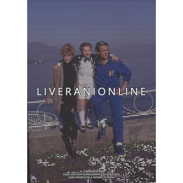 DIAP-RETROSPETTIVA NANCY BRILLI ATTRICE NELLA FOTO NANCY BRILLI CON MATTEO BELLINA E CLAUDIO AMENDOLA NELL\'ANNO 1989 A COMO AG ALDO LIVERANI SAS