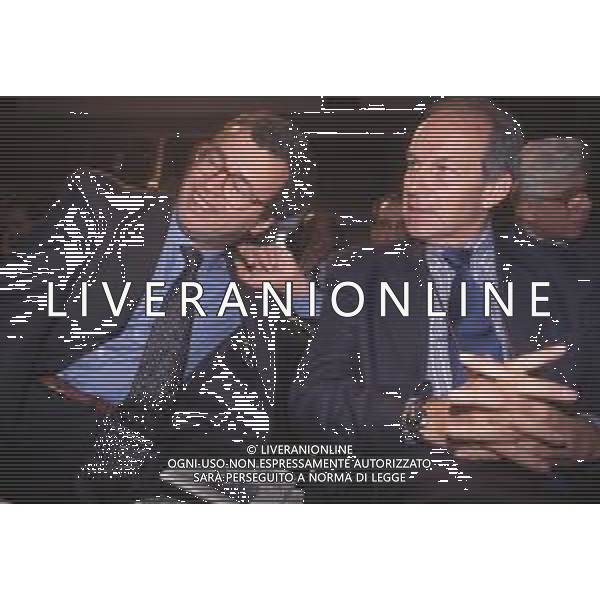 DIAP-RETROSPETTIVA ENRICO MENTANA GIORNALISTA NELLA FOTO ENRICO MENTANA E FAUSTO BERTINOTTI NELL\'ANNO 1995 AG ALDO LIVERANI SAS 