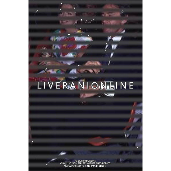 DIAP-RETROSPETTIVA CATHERINE SPAAK ATTRICE E CONDUTTRICE TELEVISIVA NELLA FOTO CATHERINE SPAAK CON IL MARITO DANIEL REY NELL\'ANNO 1990 AG ALDO LIVERANI SAS