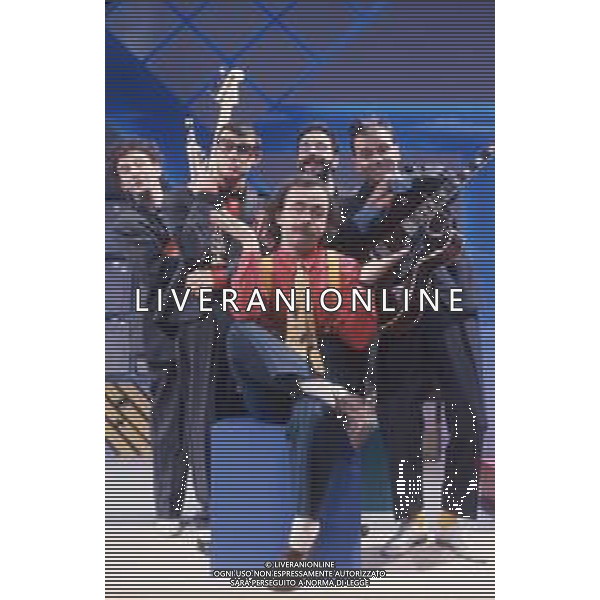 DIAP-RETROSPETTIVA MAURIZIO NICHETTI ATTORE NELLAFOTO MAURIZIO NICHETTI A MILANO NELL\'ANNO 1986 NELLA TRASMISSIONE TELEVISIVA “PISTA “CON LA BANDA OSIRIS AG ALDO LIVERANI SAS