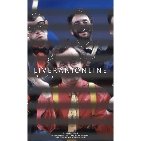 DIAP-RETROSPETTIVA MAURIZIO NICHETTI ATTORE NELLAFOTO MAURIZIO NICHETTI A MILANO NELL\'ANNO 1986 NELLA TRASMISSIONE TELEVISIVA “PISTA “ AG ALDO LIVERANI SAS