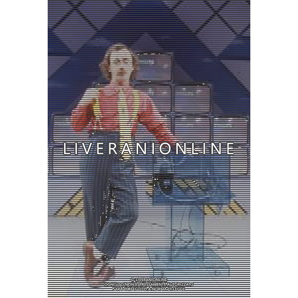 DIAP-RETROSPETTIVA MAURIZIO NICHETTI ATTORE NELLAFOTO MAURIZIO NICHETTI A MILANO NELL\'ANNO 1986 NELLA TRASMISSIONE TELEVISIVA “PISTA “ AG ALDO LIVERANI SAS