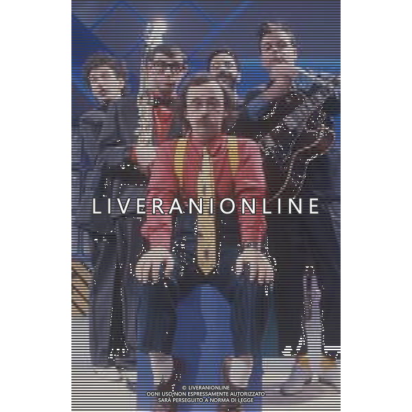 DIAP-RETROSPETTIVA MAURIZIO NICHETTI ATTORE NELLAFOTO MAURIZIO NICHETTI A MILANO NELL\'ANNO 1986 NELLA TRASMISSIONE TELEVISIVA “PISTA “CON LA BANDA OSIRIS AG ALDO LIVERANI SAS