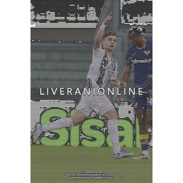 Francisco Conceicao of Juventus FC celebrates after scoring during Hellas Verona FC vs Juventus FC, 4° Serie A Enilive 2025-26 game at Marcantonio Bentegodi stadium in Verona (VR), Italy, on September 20, 2025. (Photo by Davide Casentini)- AGENZIA ALDO LIVERANI