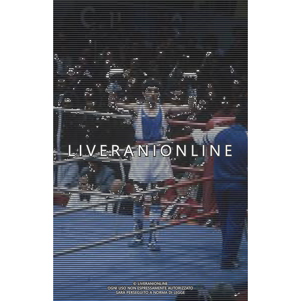 DIAP-RETROSPETTIVA PATRIZIO OLIVA PUGILE NELLA FOTO PATRIZIO OLIVA E AURELIAN AGNAN ALLE OLIMPIADI DI MOSCA ANNO 1980 FOTO ENRICO LIVERANI -AG ALDO LIVERANI SAS