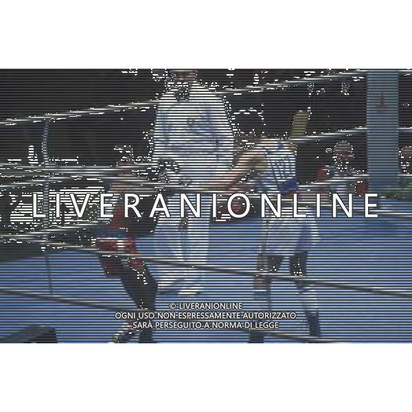 DIAP-RETROSPETTIVA PATRIZIO OLIVA PUGILE NELLA FOTO PATRIZIO OLIVA E AURELIAN AGNAN ALLE OLIMPIADI DI MOSCA ANNO 1980 FOTO ENRICO LIVERANI -AG ALDO LIVERANI SAS