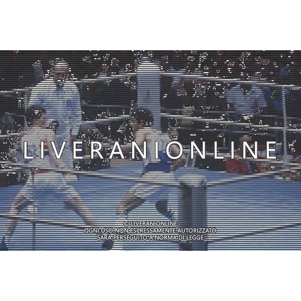DIAP-RETROSPETTIVA PATRIZIO OLIVA PUGILE NELLA FOTO PATRIZIO OLIVA E ANTHONY WILLIS ALLE OLIMPIADI DI MOSCA ANNO 1980 FOTO ENRICO LIVERANI -AG ALDO LIVERANI SAS 