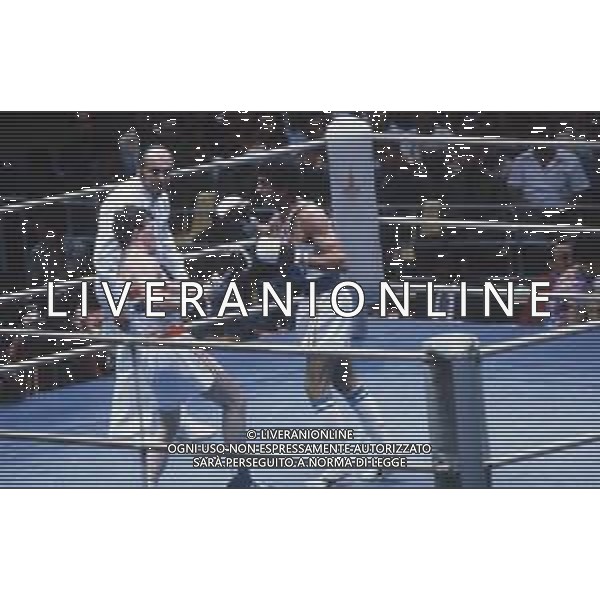 DIAP-RETROSPETTIVA PATRIZIO OLIVA PUGILE NELLA FOTO PATRIZIO OLIVA E ANTHONY WILLIS ALLE OLIMPIADI DI MOSCA ANNO 1980 FOTO ENRICO LIVERANI -AG ALDO LIVERANI SAS 