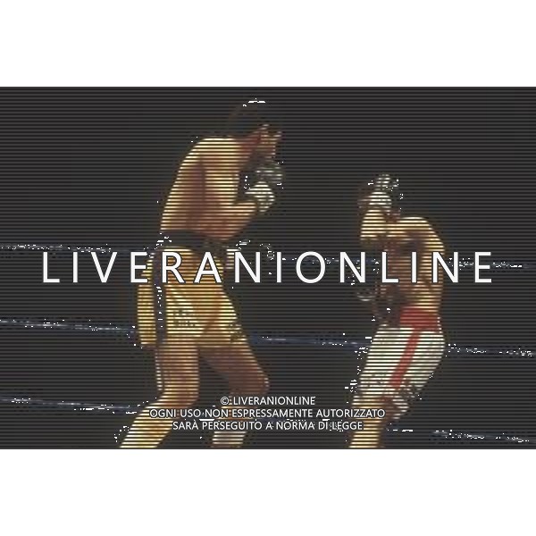 DIAP-RETROSPETTIVA PATRIZIO OLIVA PUGILE NELLA FOTO PATRIZIO OLIVA CONTRO UAN JOSE GIMENEZ AL PALAZZO DELL OSPORT DI MILANO IL GIORNO 14-10-1983 INONTRO VALIDO PER IL CAMPIONATO EUROPEO AG ALDO LIVERANI SAS