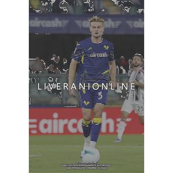 Martin Frese of Hellas Verona FC play the ball during Hellas Verona FC vs Juventus FC, 4° Serie A Enilive 2025-26 game at Marcantonio Bentegodi stadium in Verona (VR), Italy, on September 20, 2025. (Photo by Davide Casentini) AG ALDO LIVERANI SAS