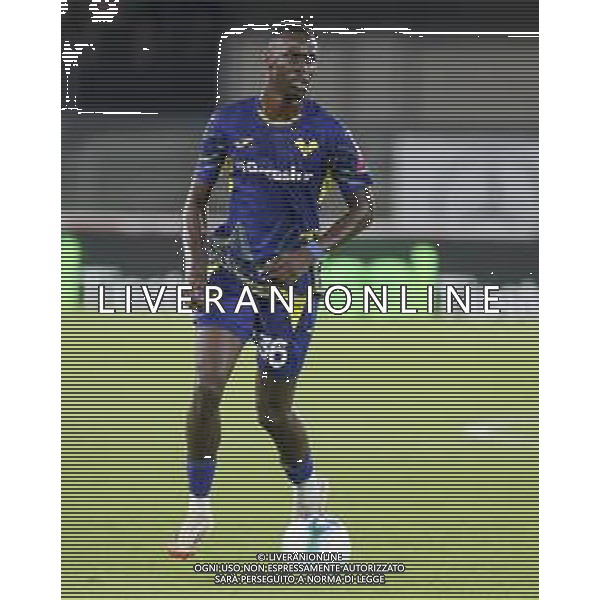 Cheikh Niasse of Hellas Verona FC play the ball during Hellas Verona FC vs Juventus FC, 4° Serie A Enilive 2025-26 game at Marcantonio Bentegodi stadium in Verona (VR), Italy, on September 20, 2025. (Photo by Davide Casentini) AG ALDO LIVERANI SAS