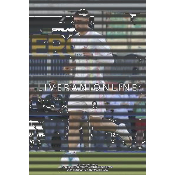 Dusan Vlahovic of Juventus FC during warms up before Hellas Verona FC vs Juventus FC, 4° Serie A Enilive 2025-26 game at Marcantonio Bentegodi stadium in Verona (VR), Italy, on September 20, 2025. (Photo by Davide Casentini) AG ALDO LIVERANI SAS