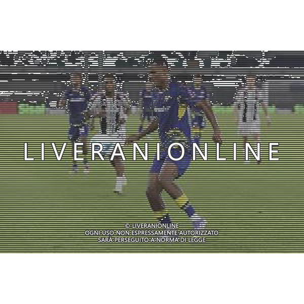 Amin Sarr of Hellas Verona FC play the ball during Hellas Verona FC vs Juventus FC, 4° Serie A Enilive 2025-26 game at Marcantonio Bentegodi stadium in Verona (VR), Italy, on September 20, 2025. (Photo by Davide Casentini) AG ALDO LIVERANI SAS