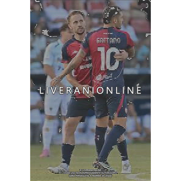23-9-2025. Cagliari calcio-Frosinone calcio, 2¬∞ turno coppa Italia calcio 2025/2026, stadio Unipol Domus Cagliari. Foto Salvatore Moi/Agenzia Aldo Liverani s.as. Nella foto: Gol Cagliari in casa contro Frosinone, segna:Gianluca Gaetano Cagliari